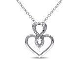 Accent Diamond Heart Pendant Necklace in Sterling Silver with Chain